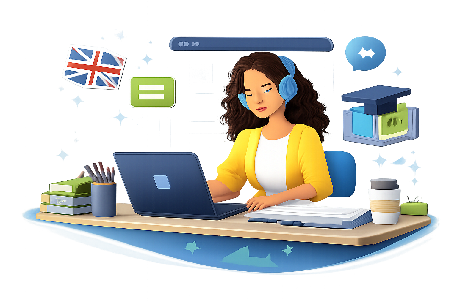 Estudiante aprendiendo inglés